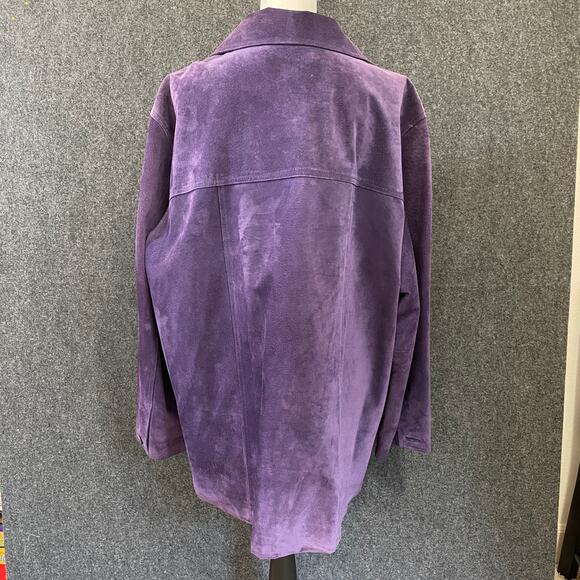 St Johns Bay Purple Suede Jacket Women’s XL Button Front Fall Winter Layering - Picture 3 of 16